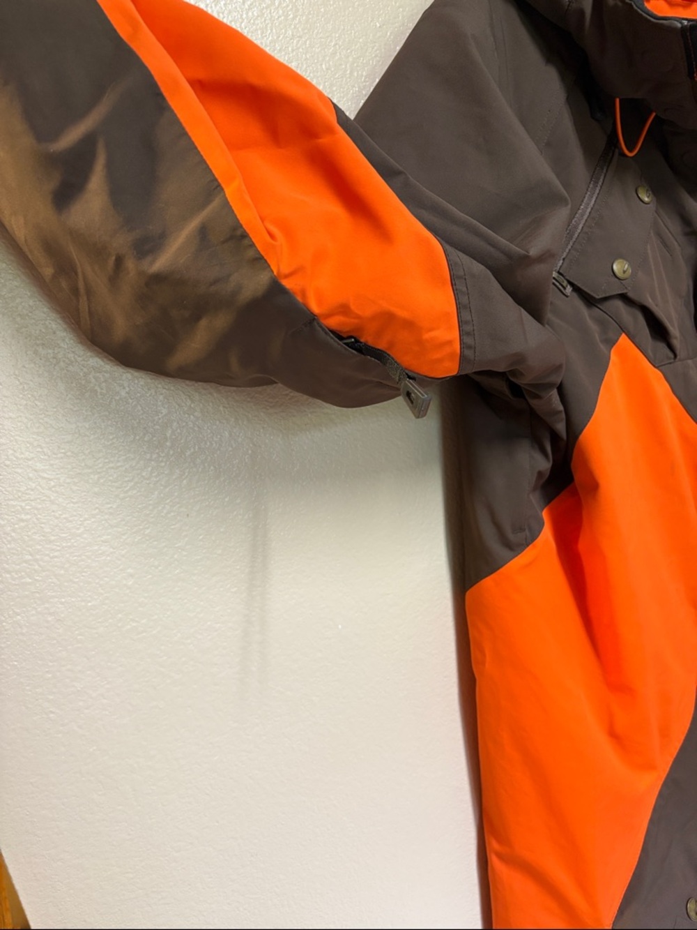 Oakley Orange and Brown Diagonal Colorblock Ski Jacket - Picture 3 of 6